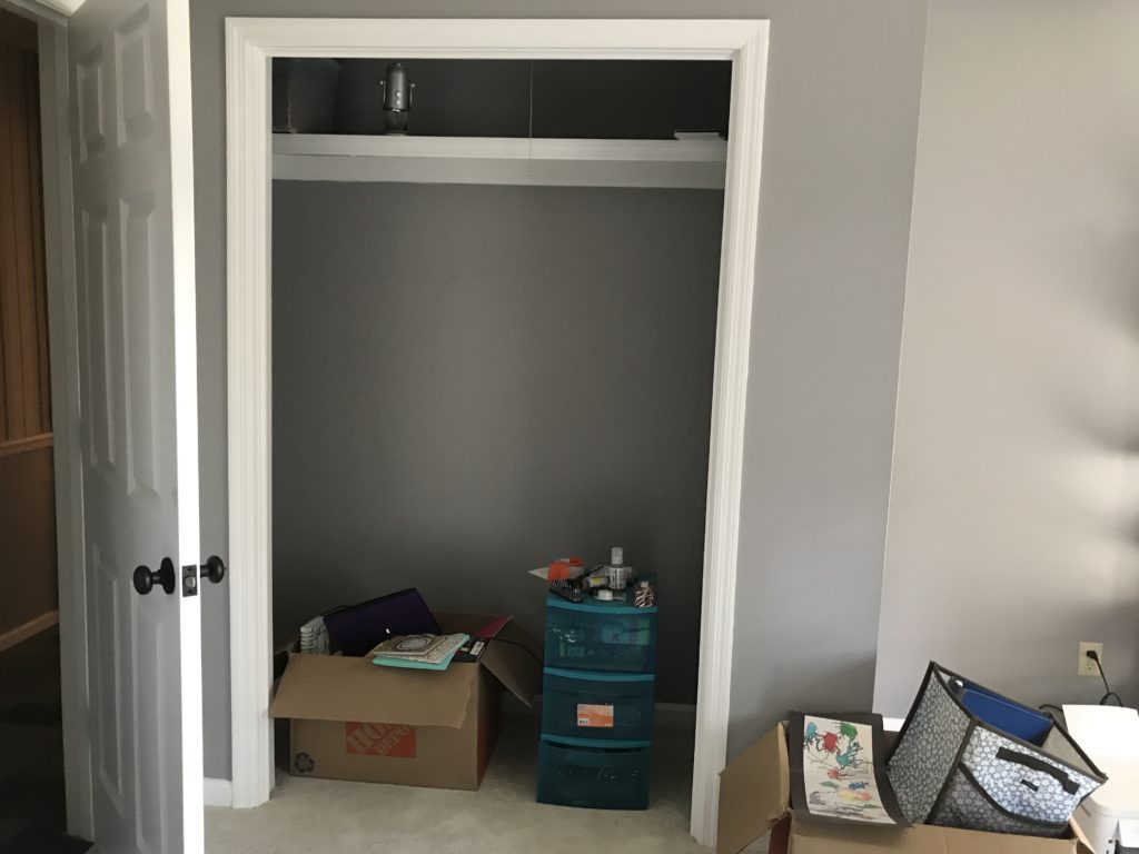Our forever home needs a ton of updates, but one of my favorite projects so far has been creating my podcast closet in my office!